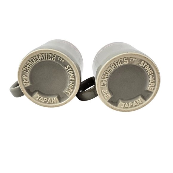 Vintage 1980’s JMP Japan Chromatics Gray 11 Oz Stoneware Mugs Cups – Set of 2 - Picture 5 of 16